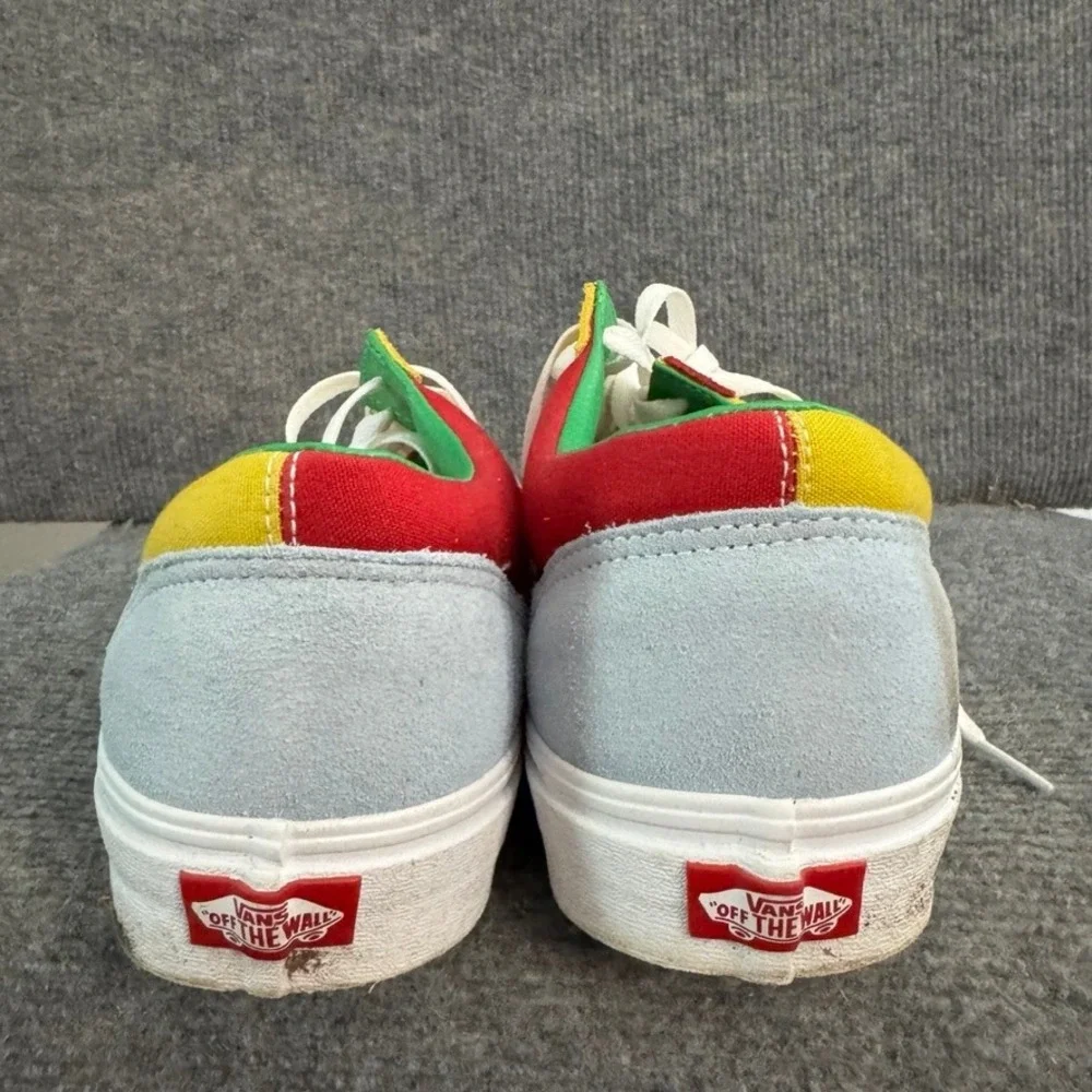 Vans Old Skool Multi Color Block Red Yellow Blue Green Suede Canvas Sneakers 13